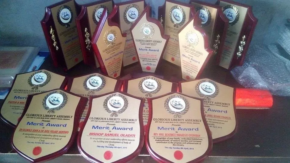 Collection of custom award plaques